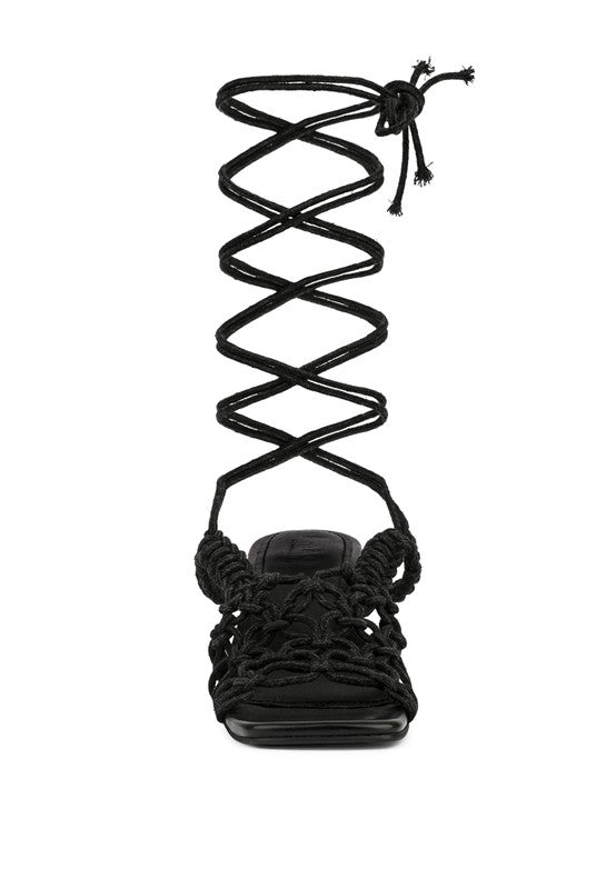 Beroe Braided Lace Up Heels HOUSE OF SHE