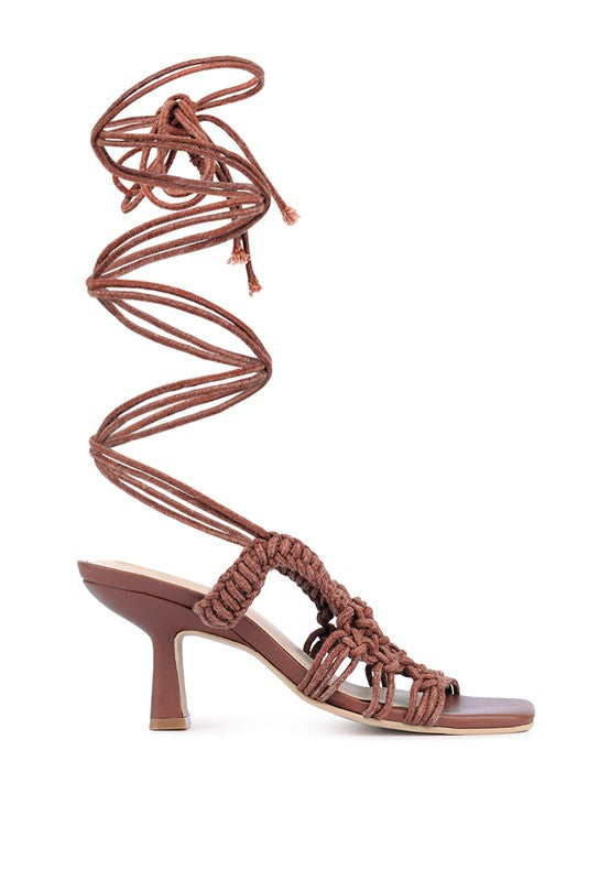 Beroe Braided Lace Up Heels HOUSE OF SHE