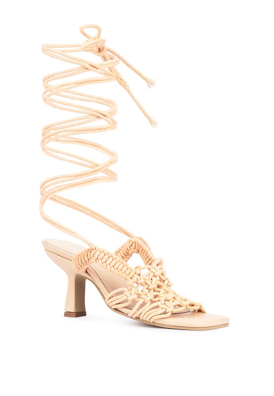 Beroe Braided Lace Up Heels HOUSE OF SHE