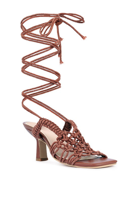 Beroe Braided Lace Up Heels HOUSE OF SHE