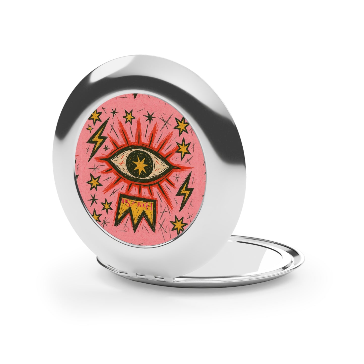 Vintage-Inspired Compact Travel Mirror with Eye Design