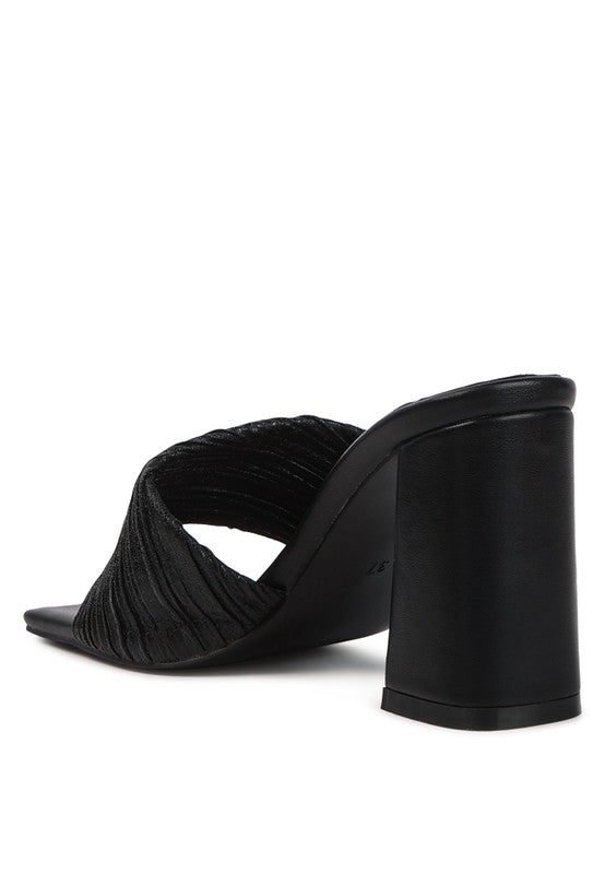 Salty You: Crinkled Metallic Block Sandal Heels  HOUSE OF SHE