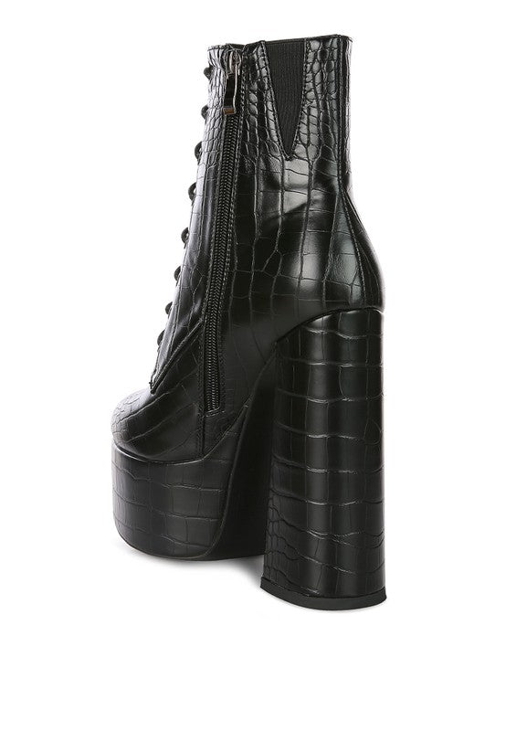 Mag Croc High Block Platform Boot Heels  HOUSE OF SHE