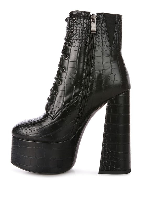 Mag Croc High Block Platform Boot Heels  HOUSE OF SHE