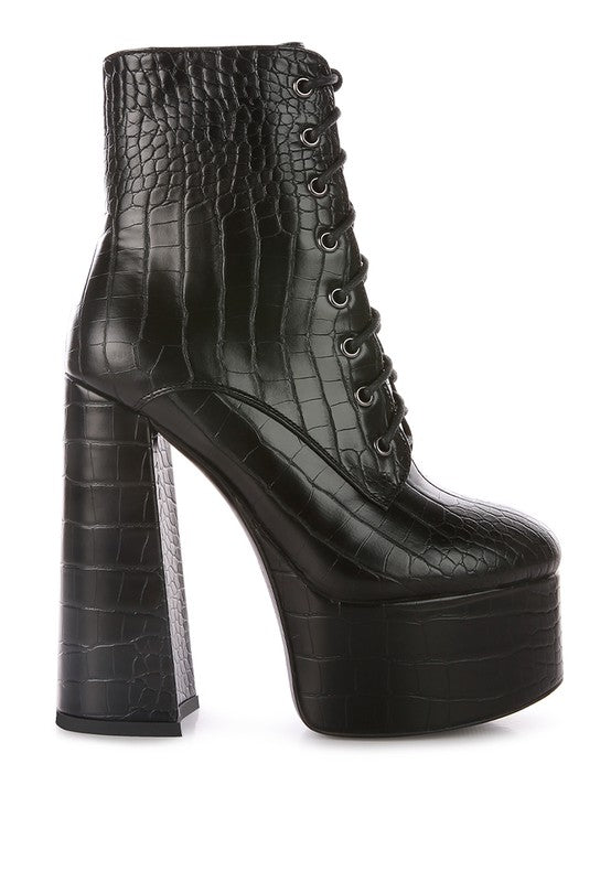 Mag Croc High Block Platform Boot Heels  HOUSE OF SHE