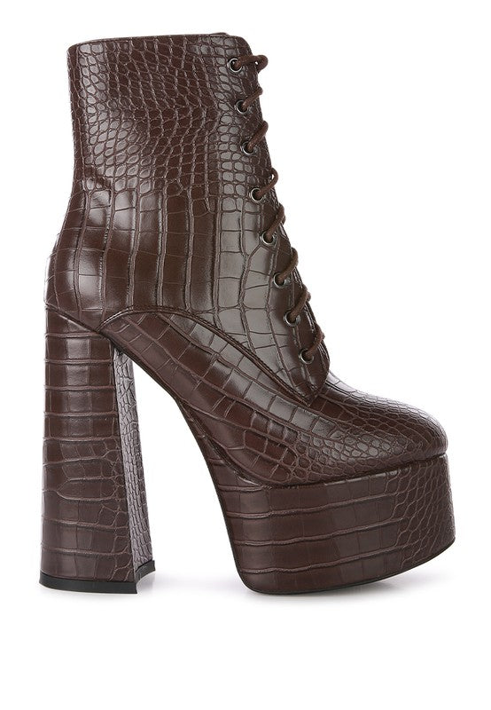 Mag Croc High Block Platform Boot Heels  HOUSE OF SHE