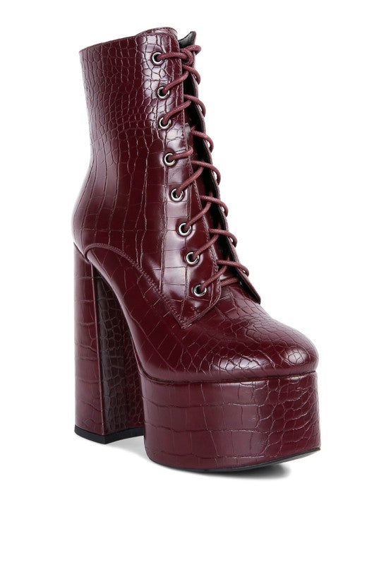 Mag Croc High Block Platform Boot Heels  HOUSE OF SHE
