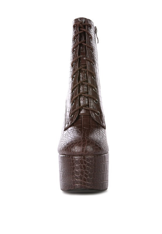 Mag Croc High Block Platform Boot Heels  HOUSE OF SHE