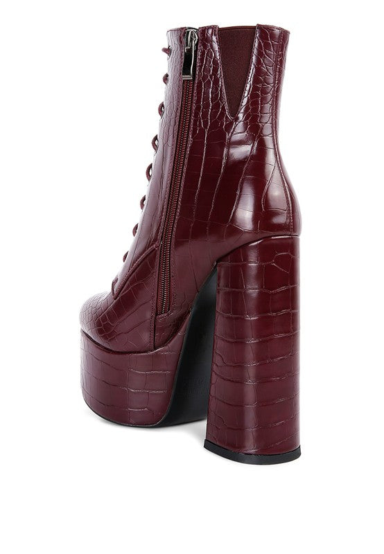 Mag Croc High Block Platform Boot Heels  HOUSE OF SHE