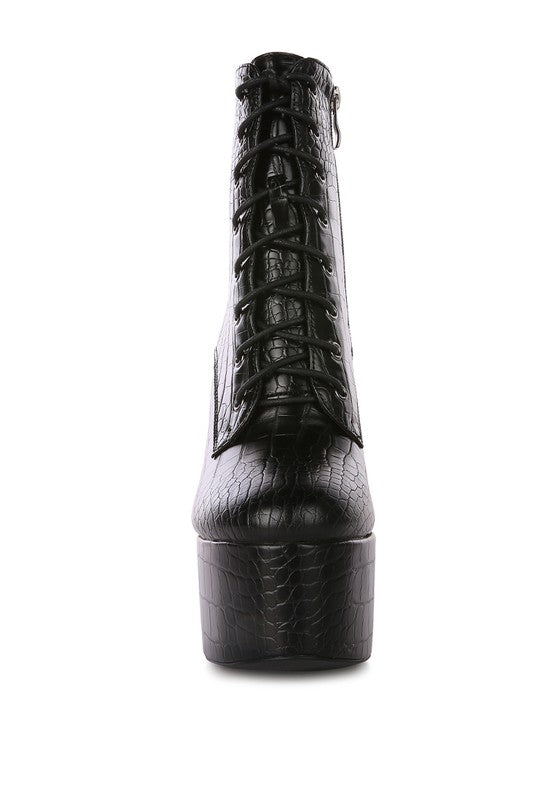 Mag Croc High Block Platform Boot Heels  HOUSE OF SHE