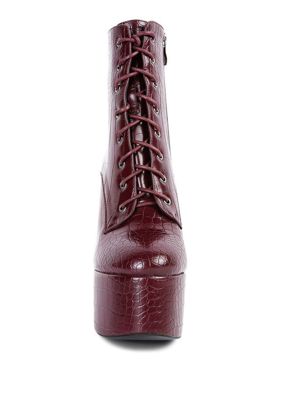 Mag Croc High Block Platform Boot Heels  HOUSE OF SHE