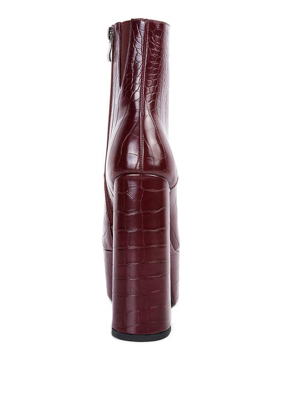 Mag Croc High Block Platform Boot Heels  HOUSE OF SHE