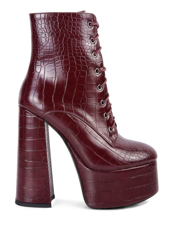 Mag Croc High Block Platform Boot Heels  HOUSE OF SHE