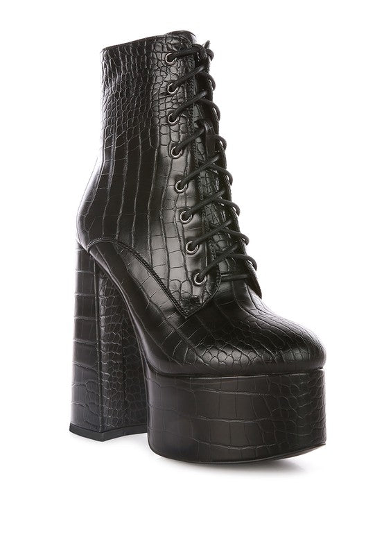 Mag Croc High Block Platform Boot Heels HOUSE OF SHE