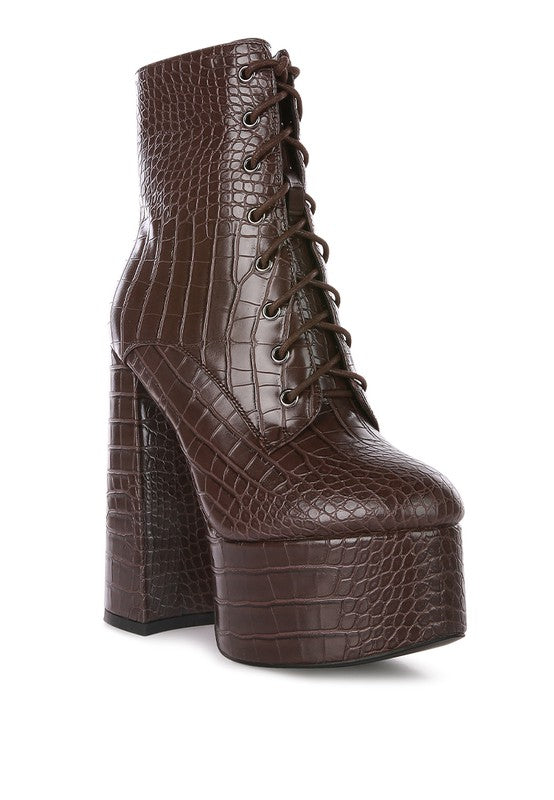 Mag Croc High Block Platform Boot Heels  HOUSE OF SHE