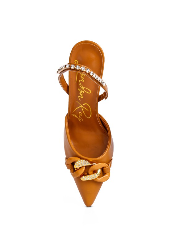 Pull Me Diamante Metal Chain Slingback Heel  HOUSE OF SHE