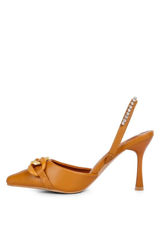 Pull Me Diamante Metal Chain Slingback Heel  HOUSE OF SHE
