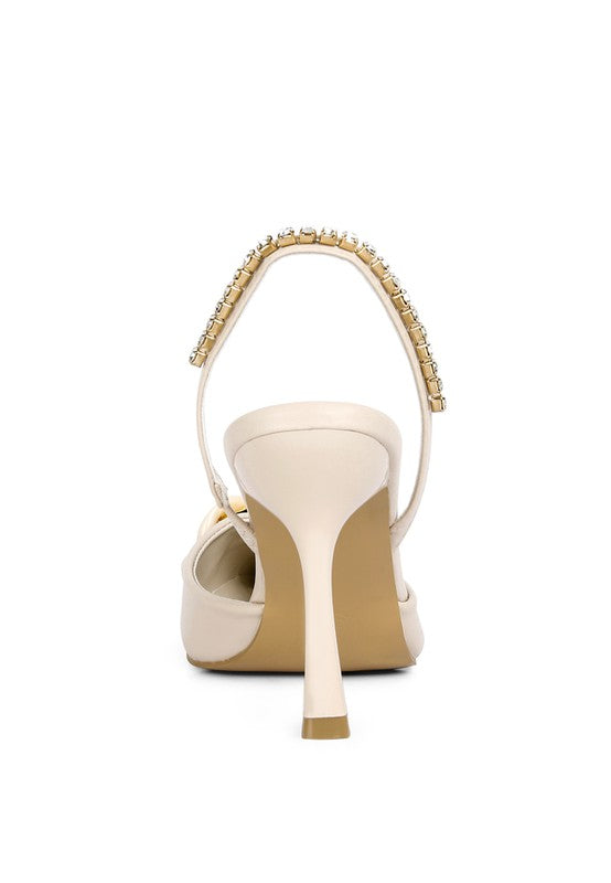 Pull Me Diamante Metal Chain Slingback Heel  HOUSE OF SHE
