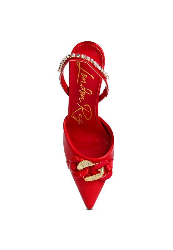 Pull Me Diamante Metal Chain Slingback Heel  HOUSE OF SHE