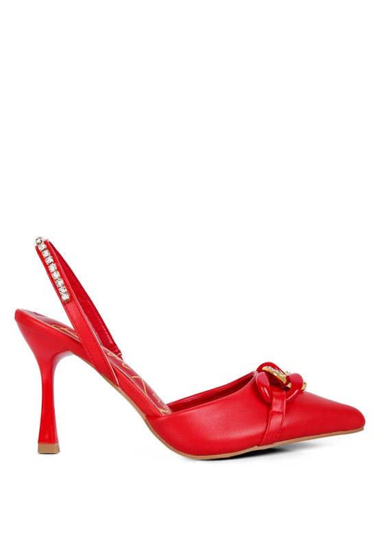 Pull Me Diamante Metal Chain Slingback Heel  HOUSE OF SHE