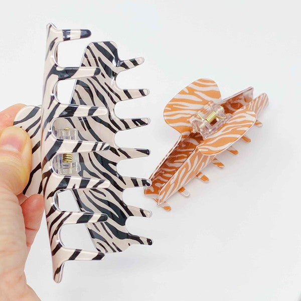 Muted Zebra Print Hair Clip Claw HOUSE OF SHE