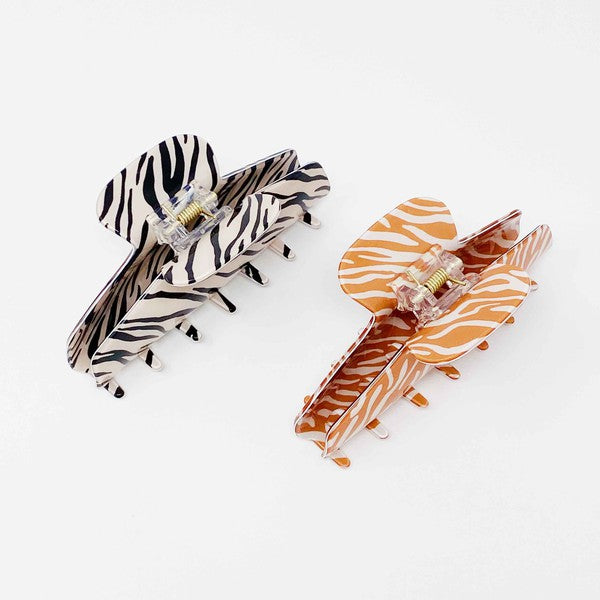 Muted Zebra Print Hair Clip Claw HOUSE OF SHE