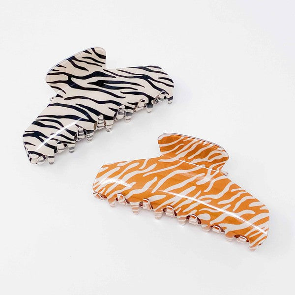 Muted Zebra Print Hair Clip Claw HOUSE OF SHE