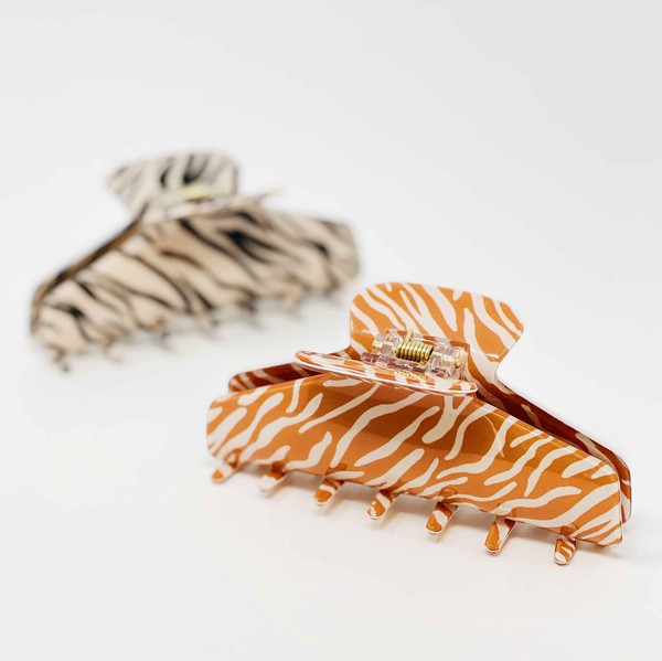 Muted Zebra Print Hair Clip Claw HOUSE OF SHE