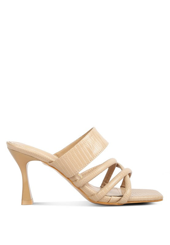Chiri Criss Cross Strap Spool Heels  HOUSE OF SHE