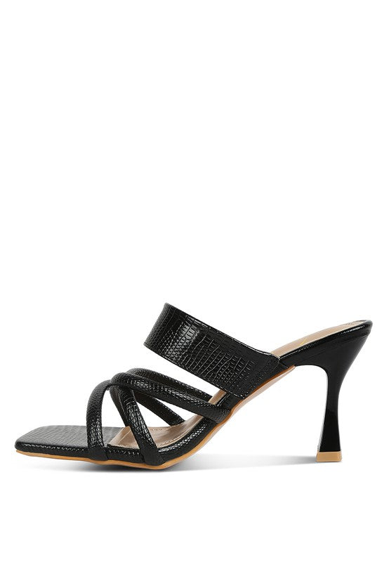 Chiri Criss Cross Strap Spool Heels  HOUSE OF SHE