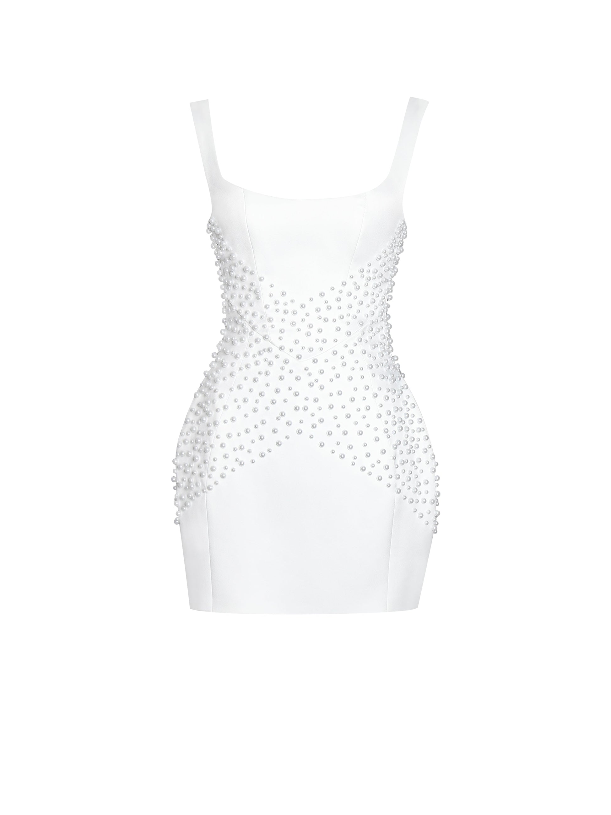 Tais Pearl Beaded Cocoon Shape Sleeveless Mini Dress - HOUSE OF SHE
