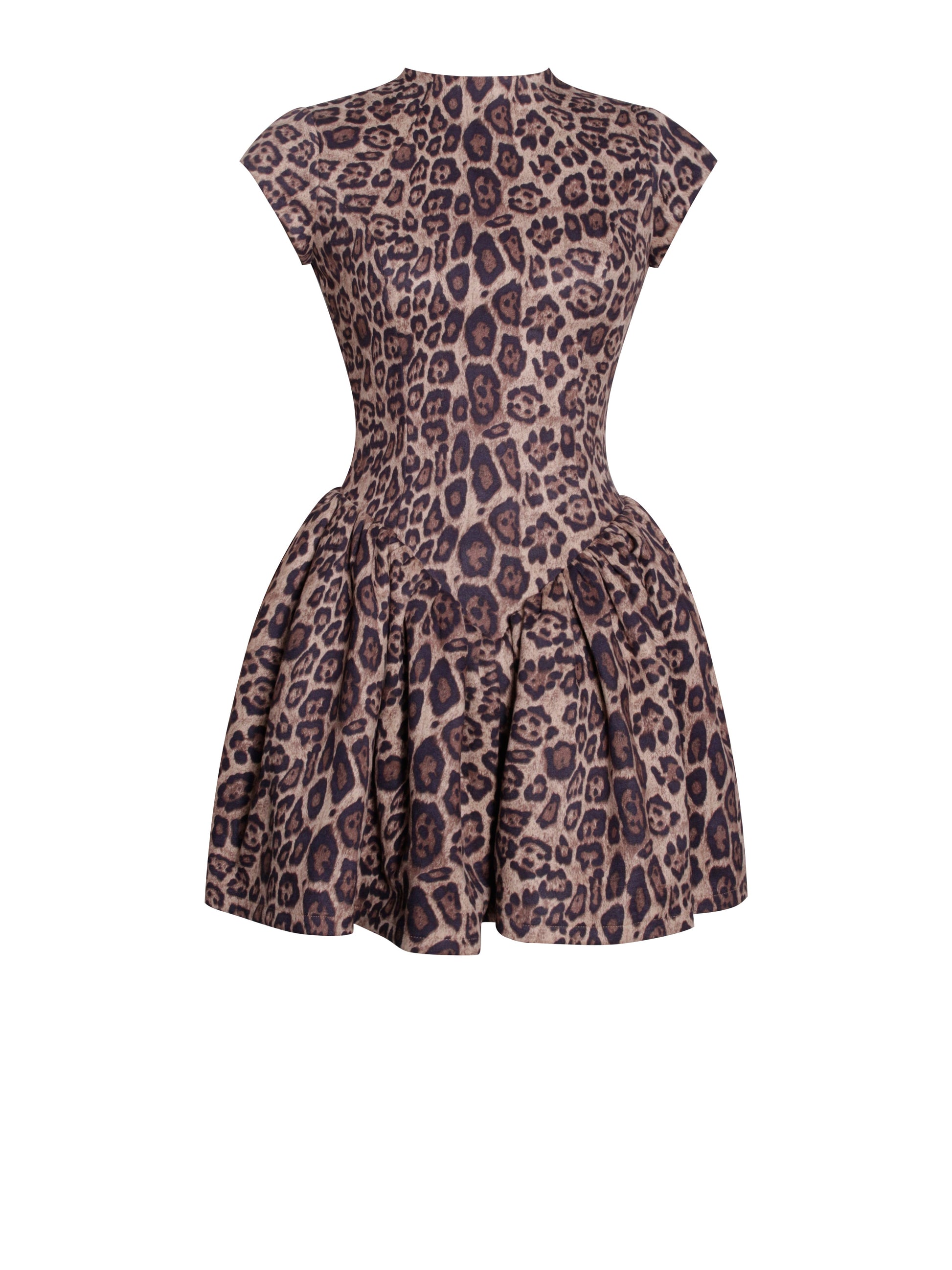 Faena Backless Cheetah Print Mini Puffy Dress  HOUSE OF SHE