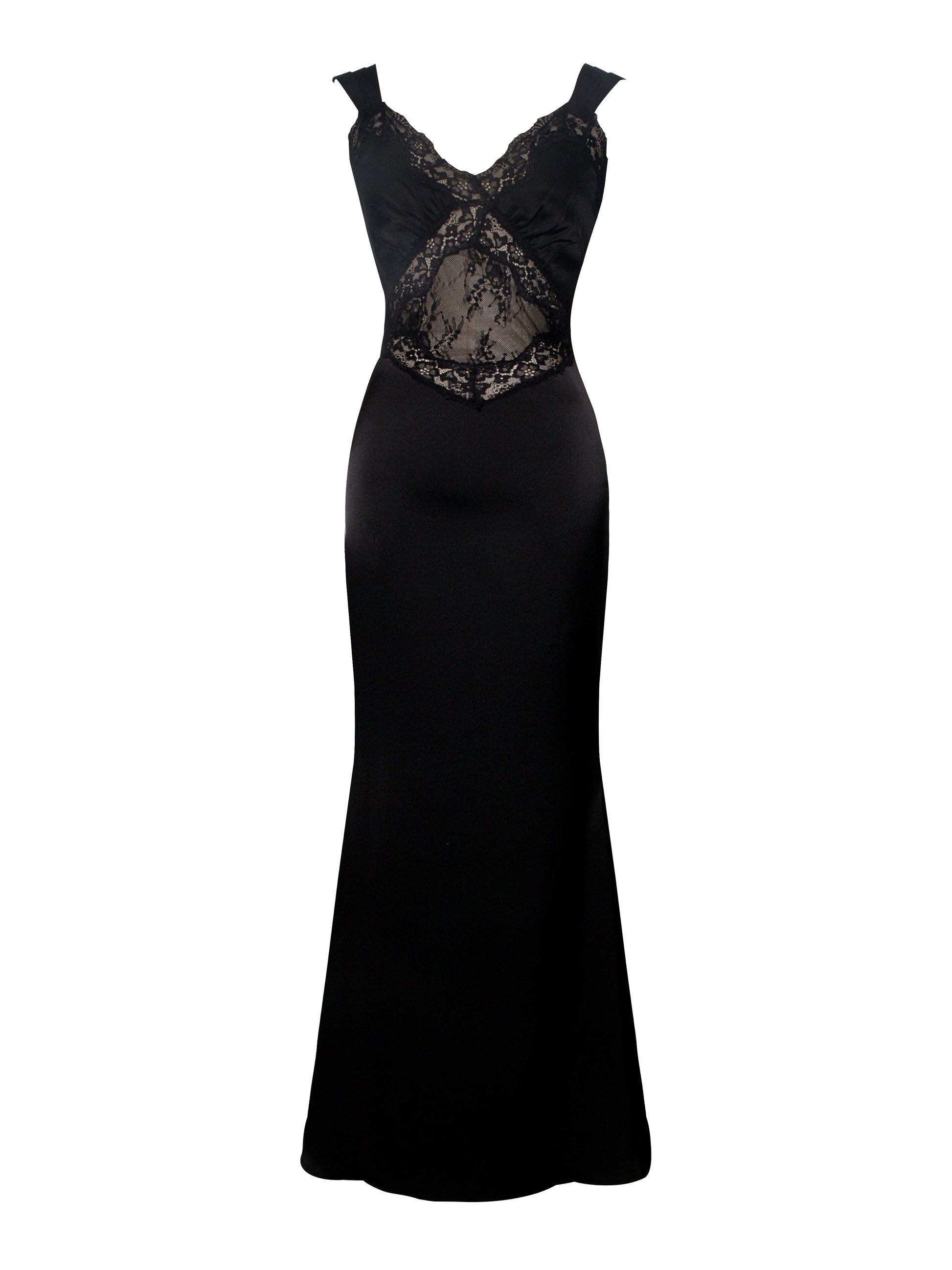 Camila Black Satin and Lace Maxi Dress  HOUSE OF SHE