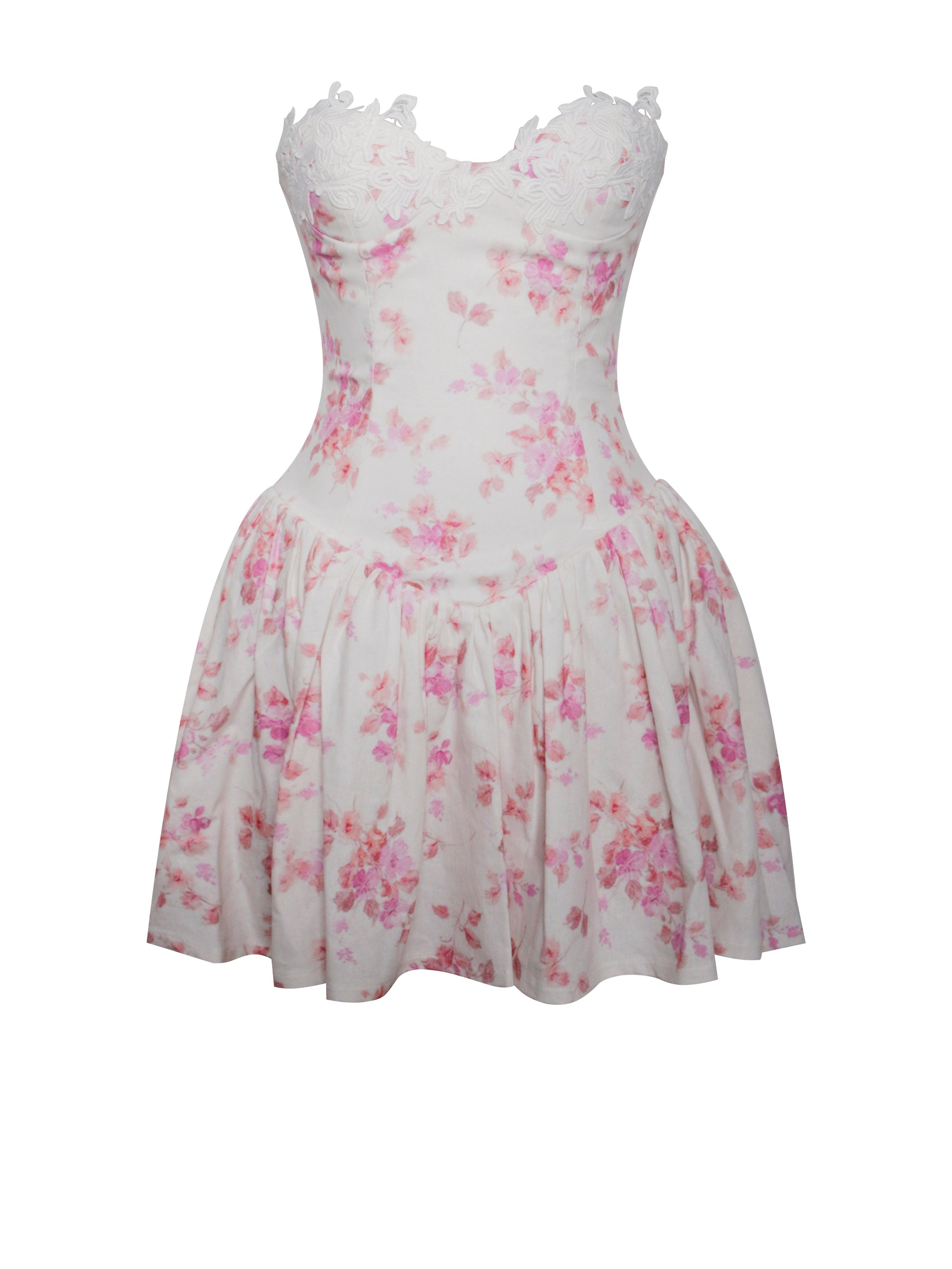 Mara Floral Linen Corset Mini Dress - HOUSE OF SHE