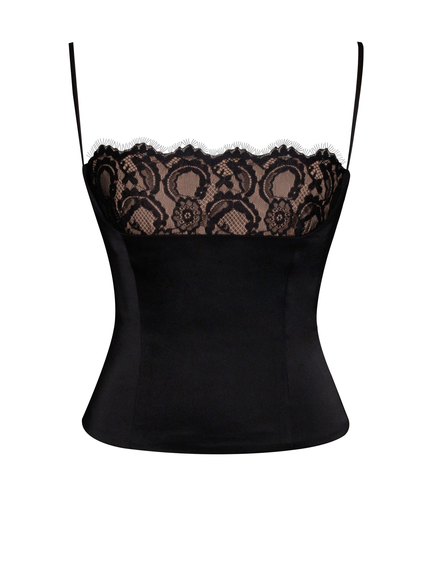 Padma Black Satin Lace Bustier Corset Top HOUSE OF SHE
