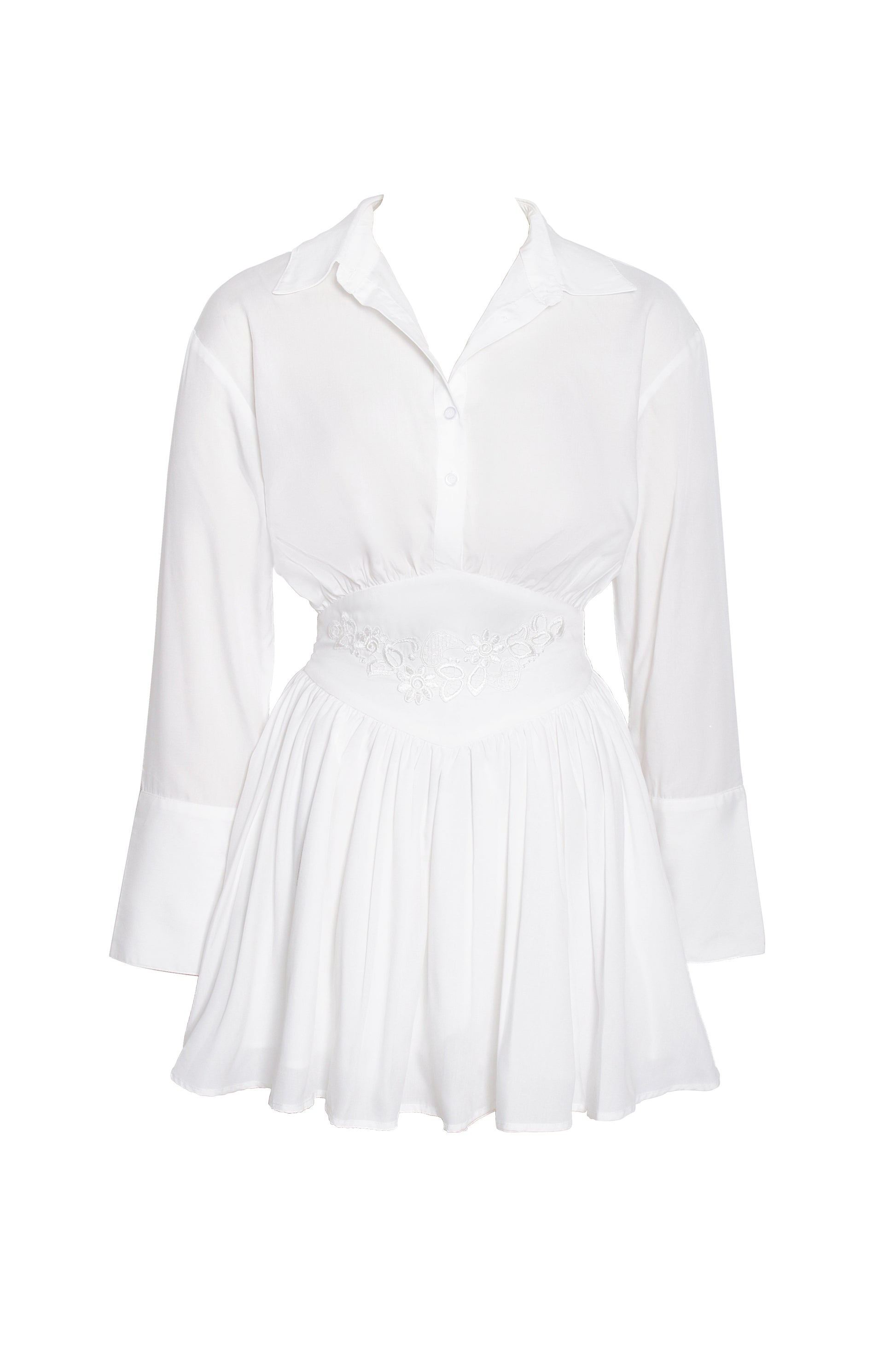 Jamila White Shirt Mini Dress - HOUSE OF SHE