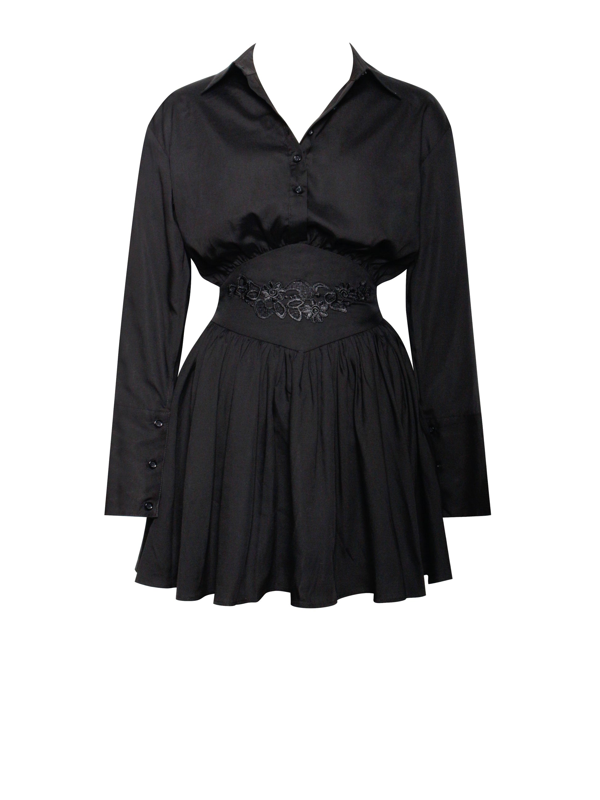 Jamila Black Shirt Mini Dress - HOUSE OF SHE