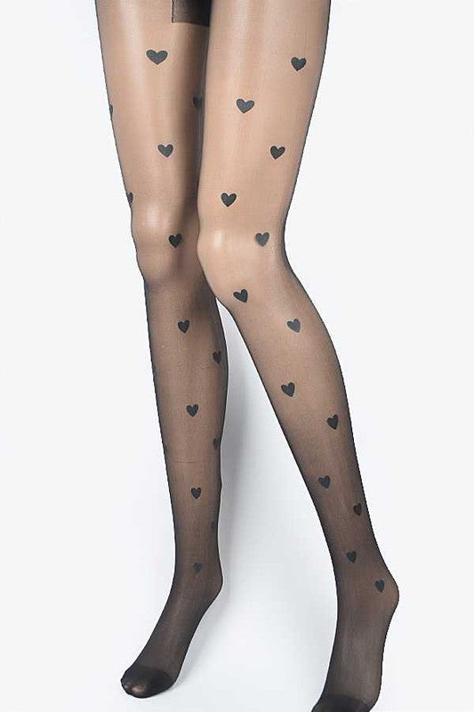 Small Heart Print Fashion Sheer Stocking - HOUSE OF SHE