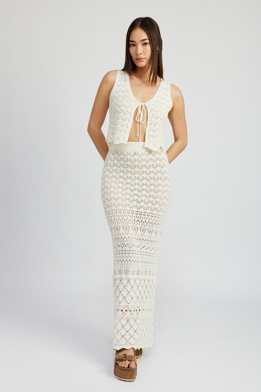 Fitted Crochet Maxi Skirt HOUSE OF SHE