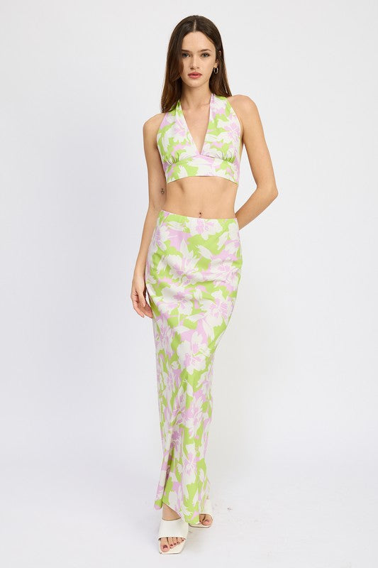 Shia Floral Bias Maxi Skirt HOUSE OF SHE