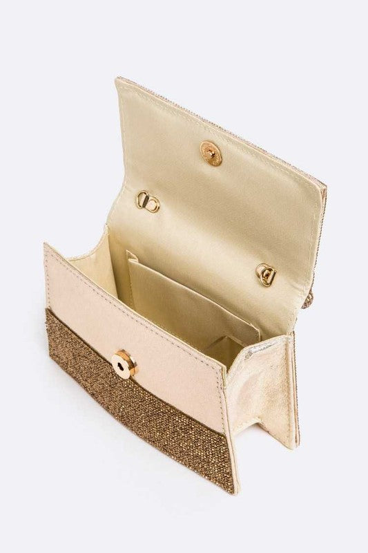 Rhinestone Convertible Top Handle Clutch Bag - HOUSE OF SHE