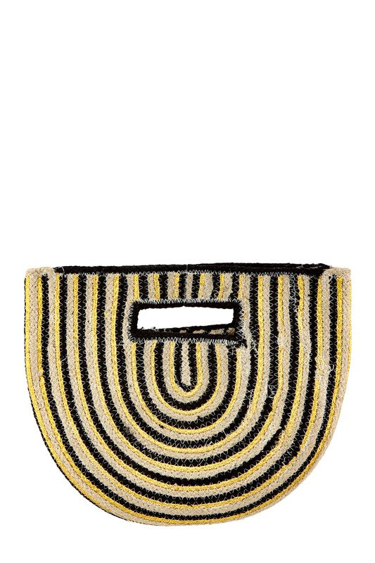Half Circle Straw Stripe Handbag HOUSE OF SHE