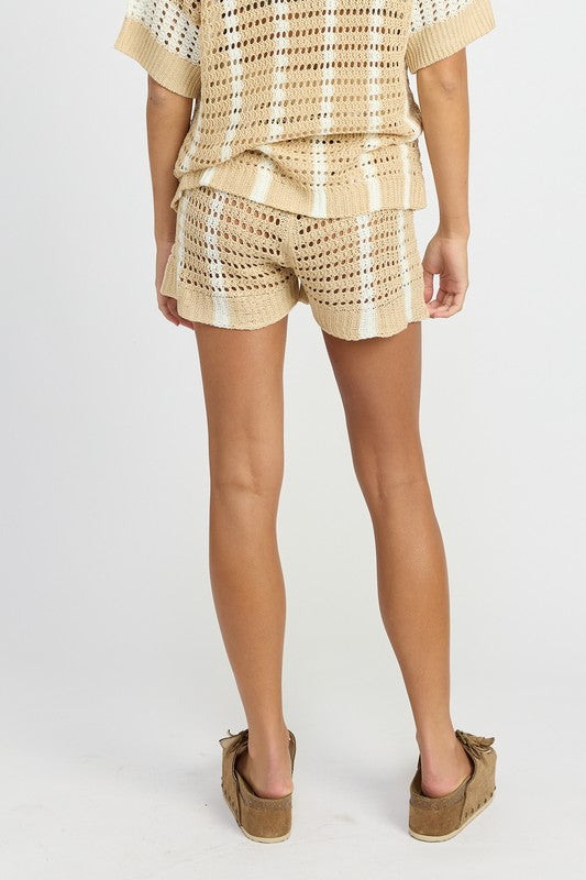 Striped Crochet Shorts HOUSE OF SHE