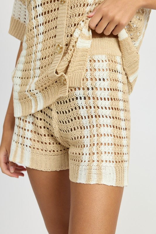 Striped Crochet Shorts HOUSE OF SHE