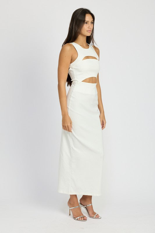 Sleeveless Cut Out Midi Dress - HOUSE OF SHE