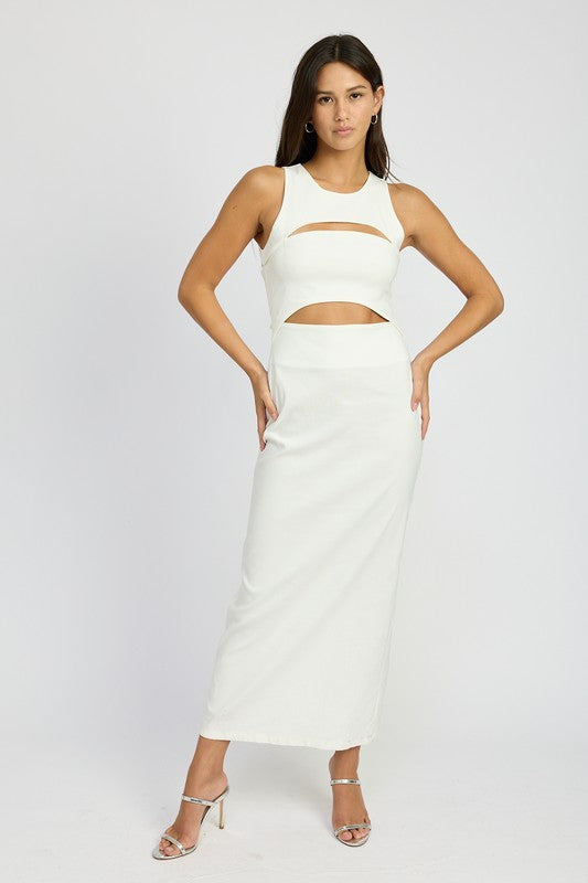 Sleeveless Cut Out Midi Dress - HOUSE OF SHE