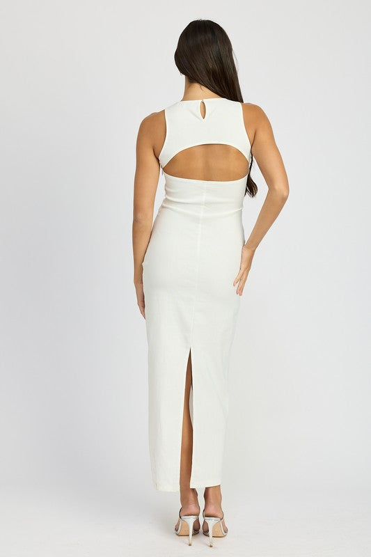 Sleeveless Cut Out Midi Dress - HOUSE OF SHE