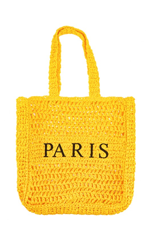 PARIS Embroidery Straw Tote Bag HOUSE OF SHE