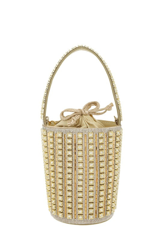 Rhinestone Cylinder Shaped Bucket bag HOUSE OF SHE