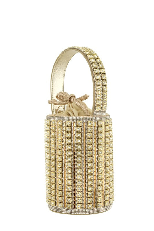 Rhinestone Cylinder Shaped Bucket bag HOUSE OF SHE